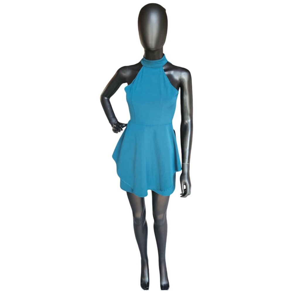 Teal Halter Peplum Mini Skirt Cocktail Dress - Tobi